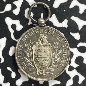 Undated Italy Bologna Fencing Society Award Medal Lot#C0126 Silver! 23mm