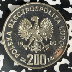 1980 Poland Olympics 200 Zlotych (4 Available) Proof! (1 Coin Only) Silver!