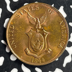 1944-S U.S. Philippines 1 Centavo Lot#T6792 High Grade! Beautiful Toning!