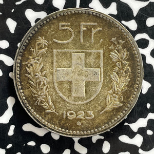 1923-B Switzerland 5 Francs Lot#JM0220 Silver! Nice!