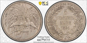 1894-A German New Guinea 5 Mark PCGS Cleaned-XF Detail Lot#MK130 Silver! J-707