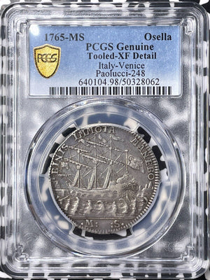 1765-MS Italy Venice 1 Osella PCGS Tooled-XF Detail Lot#G9408 Silver! V. Scarce!