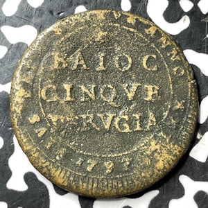 1797 Papal States Perugia 5 Baiocchi Lot#JM7545 Scarce!