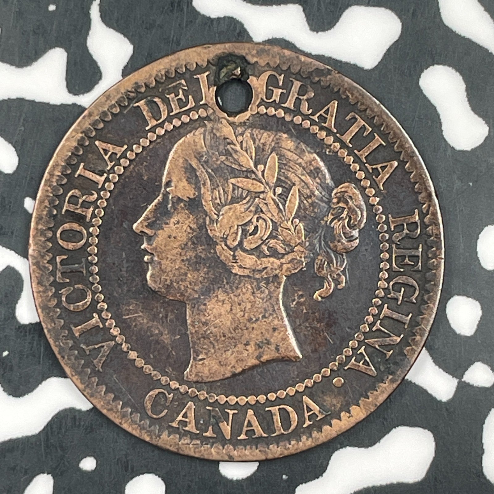 1859 Canada Large Cent Lot#F6203 Holed