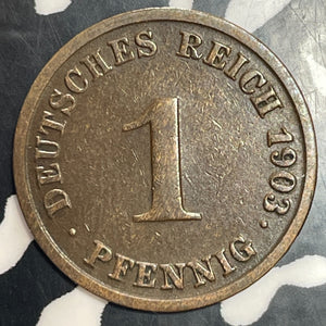 1903-J Germany 1 Pfennig Lot#T3476 Key Date!
