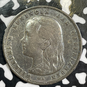 1892 Netherlands 1 Gulden Lot#E0877 Silver!