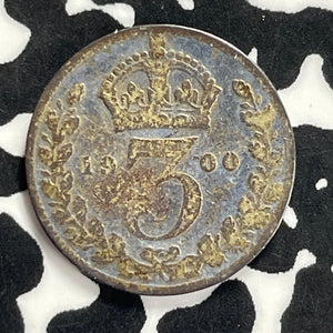 1900 Great Britain 3 Pence Threepence Lot#T9441 Silver!