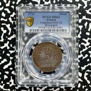 1713 France Duke Of Burgundy Sunface Jeton PCGS MS63 Lot#G1034 Feuardent-9900