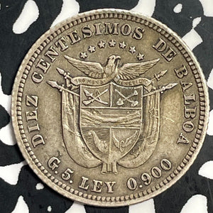 1904 Panama 10 Centesimos Lot#T0066 Silver!