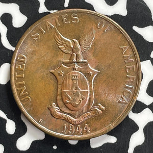 1944-S U.S. Philippines 1 Centavo Lot#C0092 High Grade! Beautiful Toning!