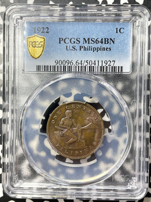 1922 U.S. Philippines 1 Centavo PCGS MS64BN Lot#G8638 Beautiful Toning!