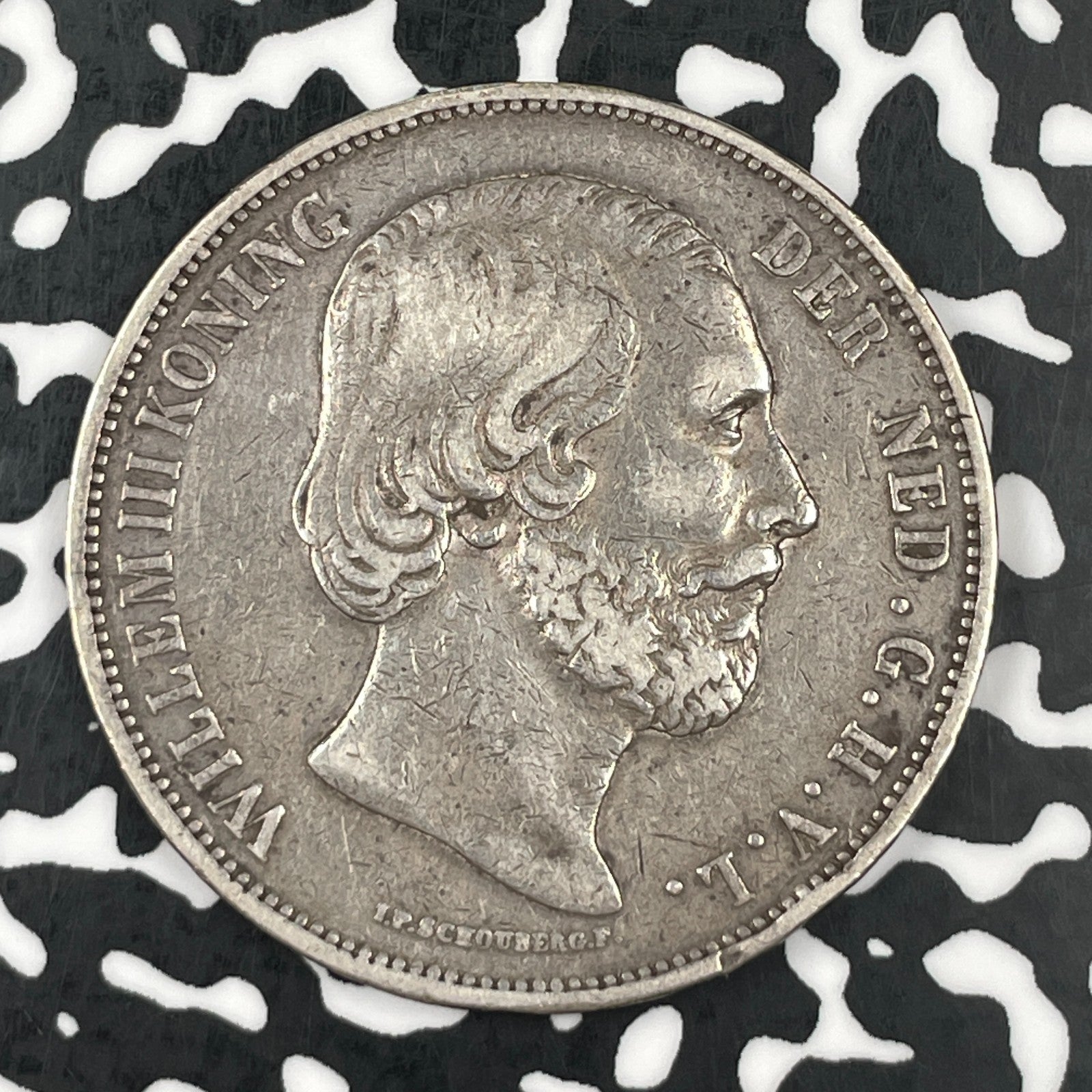 1871 Netherlands 2 1/2 Gulden Lot#JM1460 Large Silver!