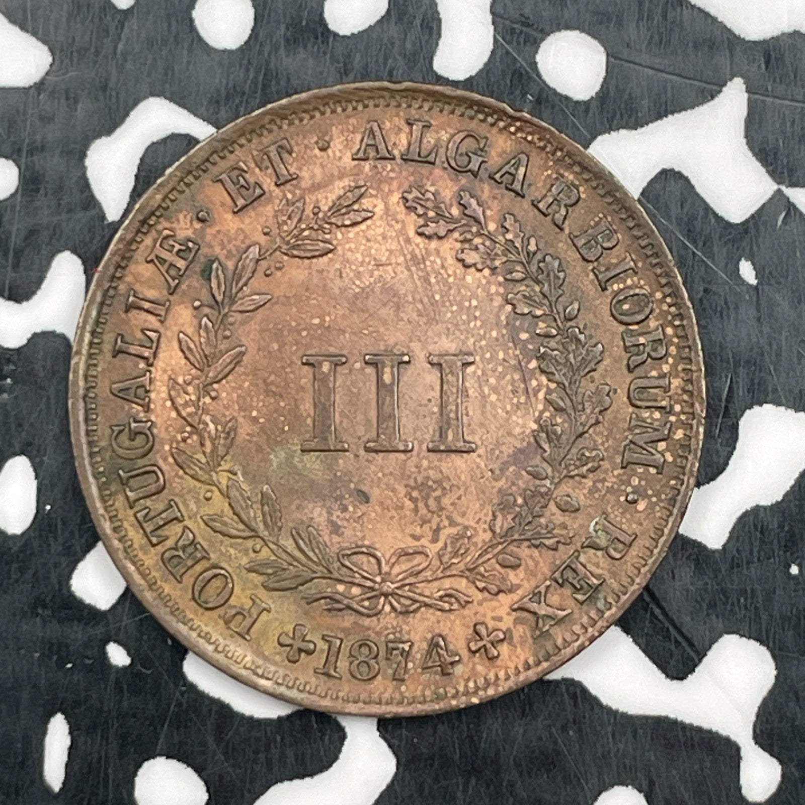 1874 Portugal 3 Reis Lot#N3526 High Grade! Beautiful!