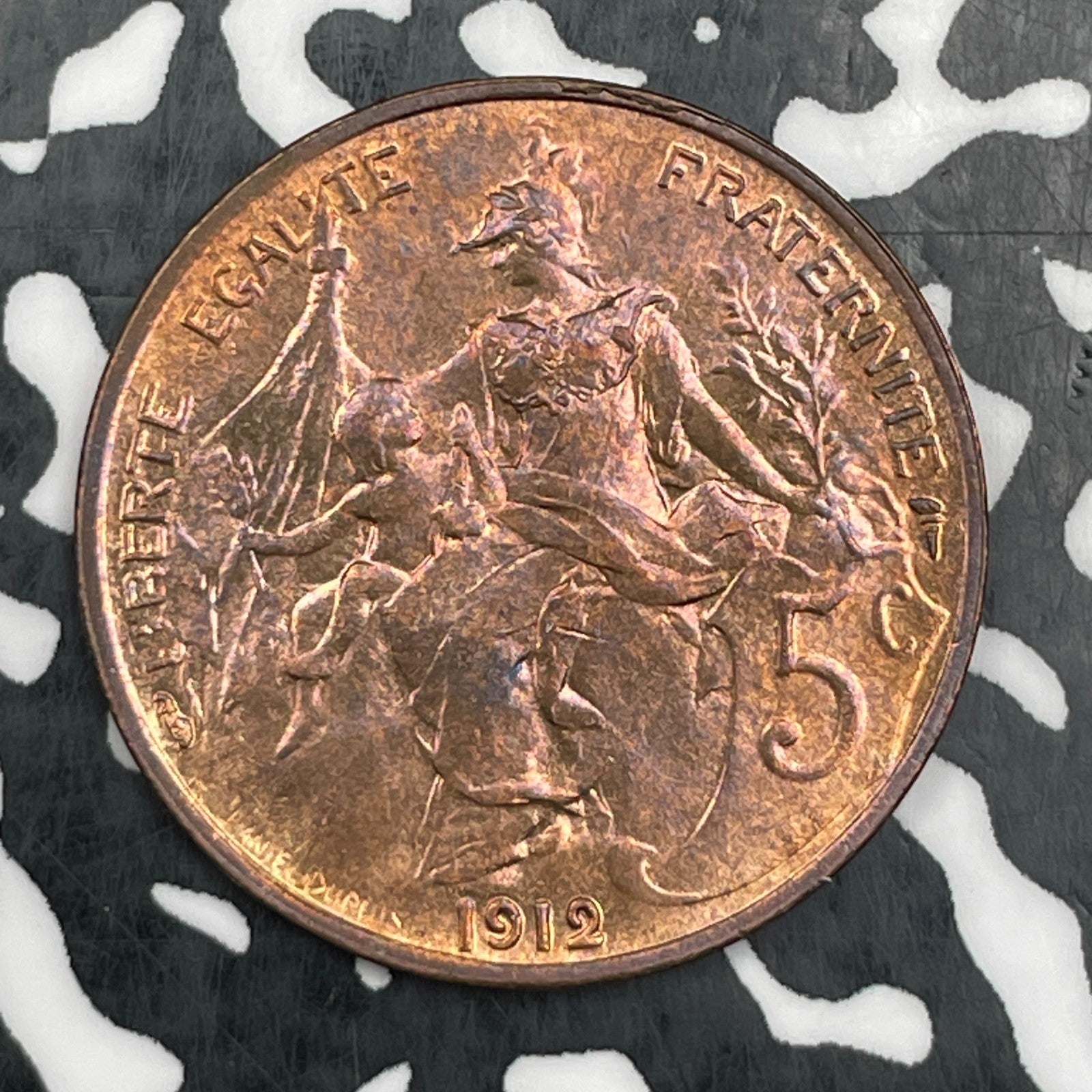 1912 France 5 Centimes Lot#N2189 High Grade! Beautiful!