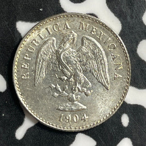 1904-Mo M Mexico 5 Centavos Lot#E5070 Silver! Nice!