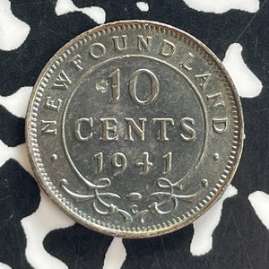 1941-C Newfoundland 10 Cents Lot#T7722 Silver! High Grade! Beautiful Toning!