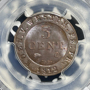1812-C Germany Westphalia 3 Centimes PCGS MS64BN Lot#G980 Top Graded! KM#92