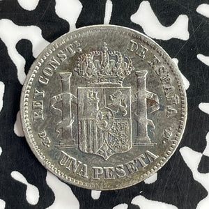 1876 Spain 1 Peseta Lot#C1041 Silver!