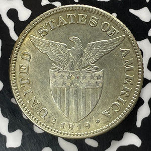 1919-S U.S. Philippines 50 Centavos Lot#T5208 Silver! Nice!