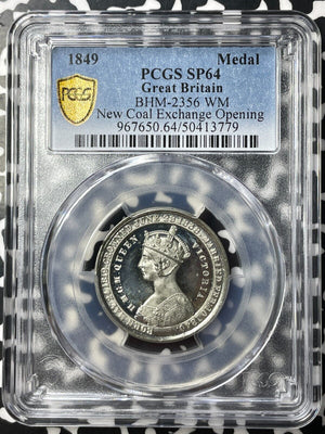 1849 G.B. Victoria New Coal Exchange Opening Medal PCGS SP64 Lot#G9063 BHM-2356