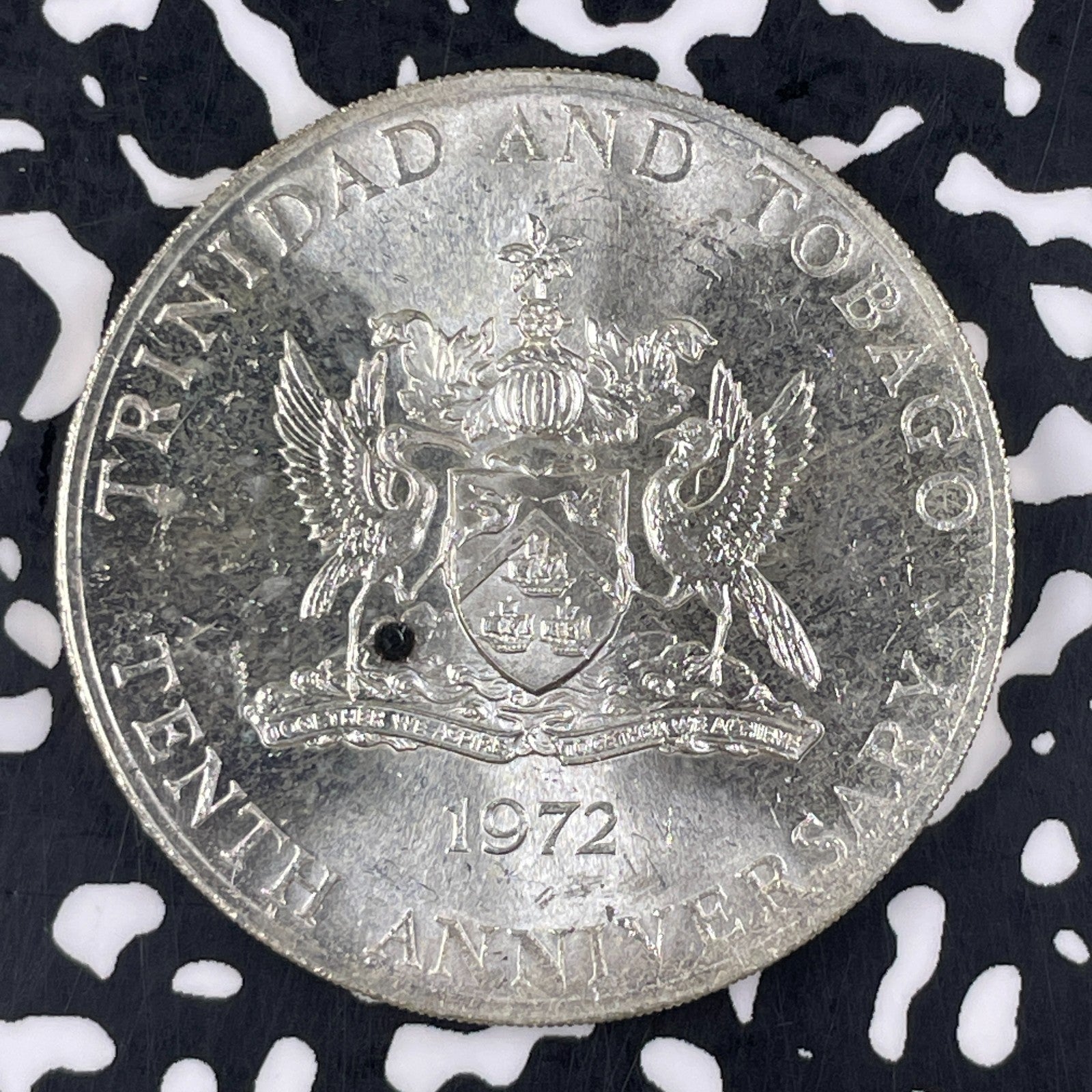 1972 Trinidad & Tobago $5 Dollars Lot#JM1339 Silver! High Grade! Beautiful!