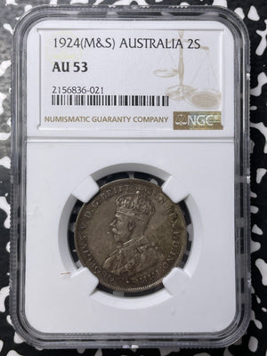 1924 Australia 1 Florin NGC AU53 Lot#G8538 Silver!