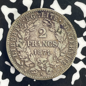 1871-A France 2 Francs Lot#T8651 Silver!