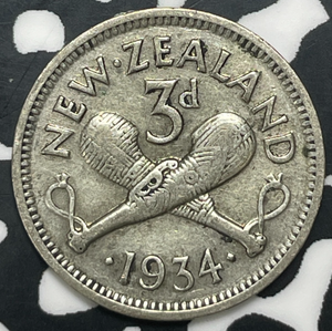 1934 New Zealand 3 Pence Threepence Lot#C0351 Silver!