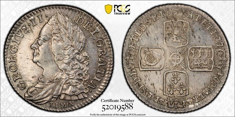 1746-LIMA G.B. George II 6 Pence NGC MS62 Lot#G1599 Silver! Nice UNC! S-3710a