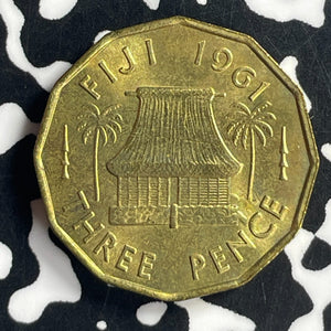 1961 Fiji 3 Pence Threepence Lot#T6880 High Grade! Beautiful!
