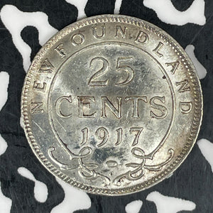 1917-C Newfoundland 25 Cents Lot#JM9426 Silver! High Grade! Beautiful!