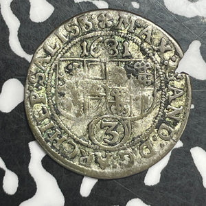 1681 Austria Salzburg 3 Kreuzer Lot#T6531 Silver!