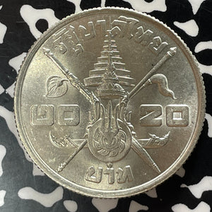 1963 Thailand 20 Baht Lot#T5373 Large Silver Coin! High Grade! Beautiful!