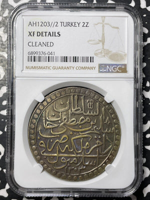 AH 1203 Year 2 (1789) Turkey 2 Zolata NGC Cleaned-XF Details Lot#G8427 Silver!