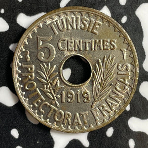 1919 Tunisia 5 Centimes Lot#E2812 High Grade! Beautiful!