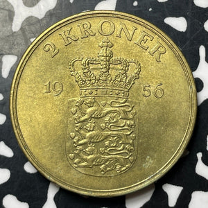 1956 Denmark 2 Kroner Lot#E8192 High Grade! Beautiful!