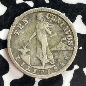 1914-S U.S. Philippines 10 Centavos Lot#T7366 Silver!