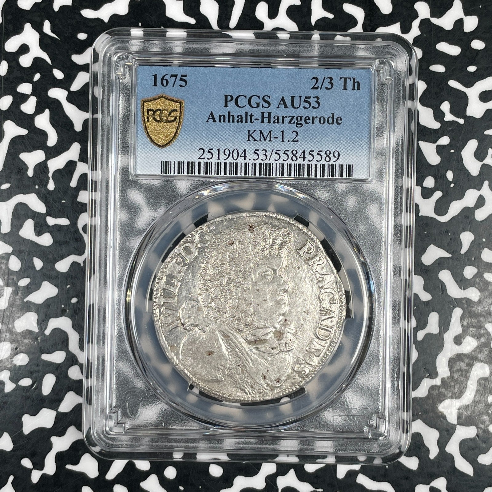 1675 Germany Anhalt-Harzgerode 2/3 Thaler PCGS AU53 Lot#G4218 Silver! KM#1.2