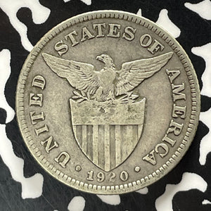 1920 U.S. Philippines 50 Centavos Lot#T5207 Silver!