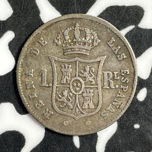 1852 Spain 1 Real Lot#E2110 Silver!