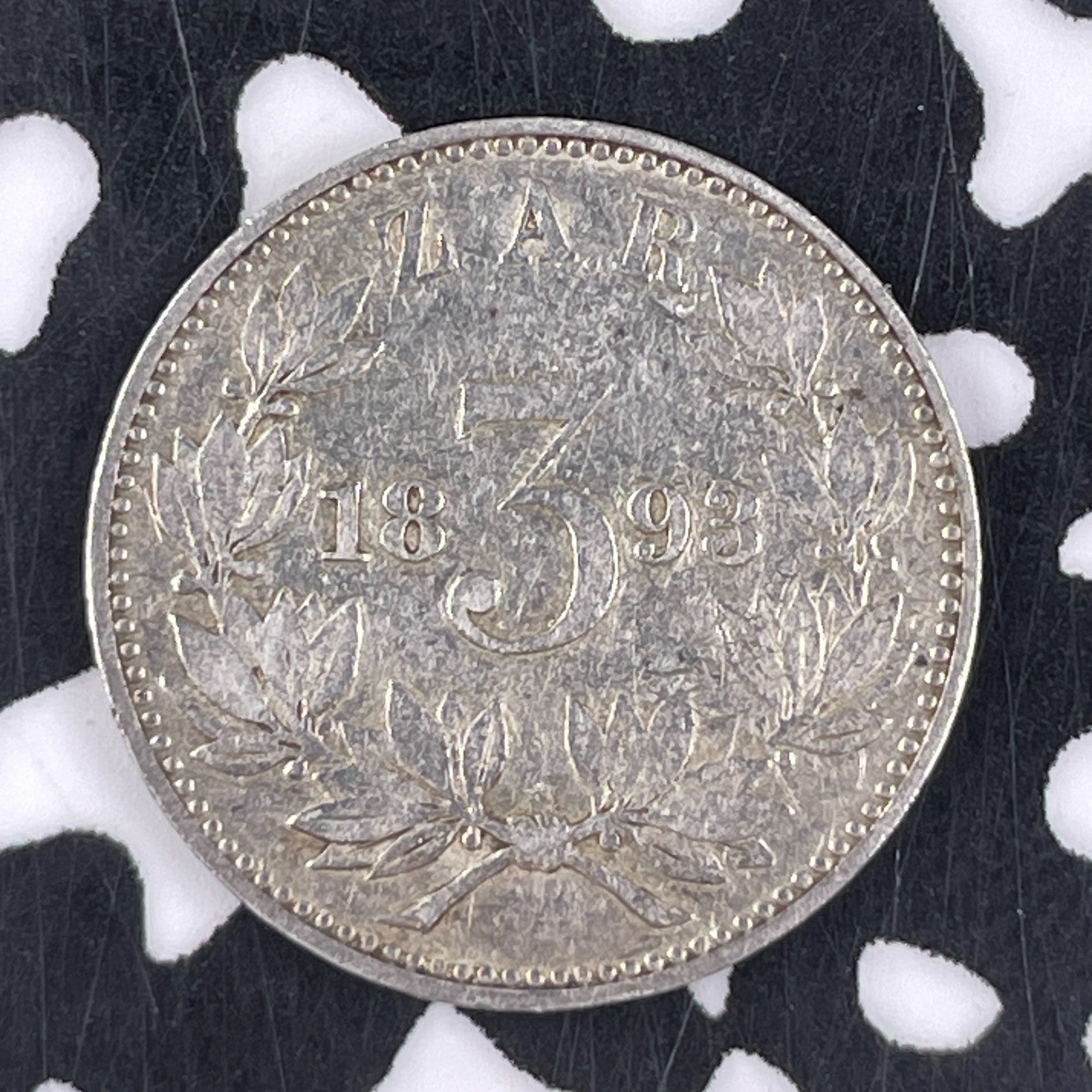 1893 South Africa 3 Pence Threepence Lot#F3309 Silver! Low Mintage