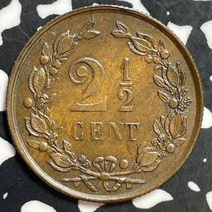 1894 Netherlands 2 1/2 Cents Lot#T1347 Nice! KM#108