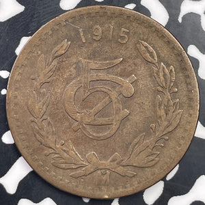 1915-Mo Mexico 5 Centavos Lot#C1485 Obverse Scratches