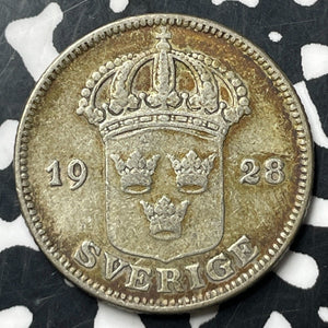 1928 Sweden 50 Ore Lot#E8137 Silver!