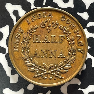 1835(M) India 1/2 Anna Half Anna Lot#T5678 Nice!