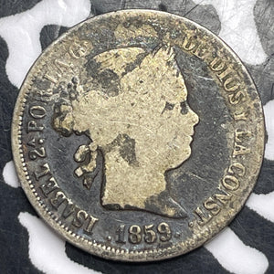 1859 Spain 2 Reales Lot#T2231 Silver!