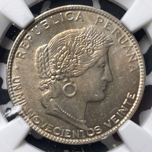 1920 Peru 20 Centavos NGC MS62 Lot#G8524 Nice UNC!