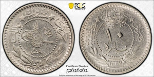 AH 1327 Year 5 (1913) Turkey 10 Para PCGS AU58 Lot#G985 KM#760