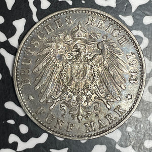 1903 Germany Prussia 5 Mark Lot#T6149 Large Silver Coin! Nice!