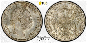 1883 Austria 1 Florin PCGS MS65 Lot#G8094 Silver! Gem BU! Top Graded!